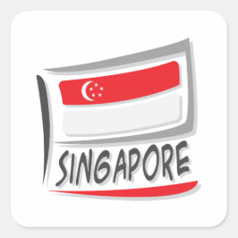 Singapore Pride X Flag Quadratischer Aufkleber