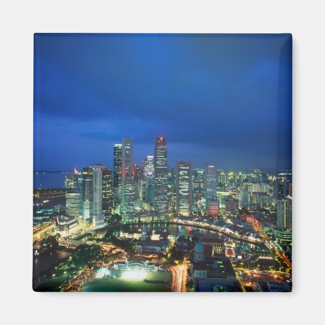 Singapore Skyline bei Nacht, Singapur Magnet (Vorne)