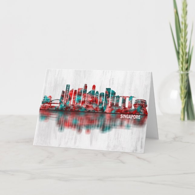 Singapore Skyline Feiertagskarte (Vorderseite)