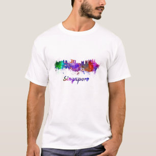 Singapore skyline im Watercolor T-Shirt