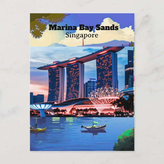 Singapore Travel Postcard, Singapore Skyline Postc Postkarte (Vorderseite)
