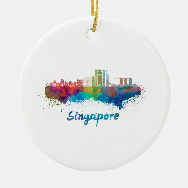 Singapore V2 skyline im Watercolor Keramikornament (Vorne)