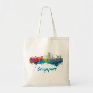 Singapore V2 skyline im Watercolor Tragetasche