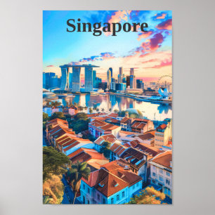 Singapur Art Vintage Travel Poster