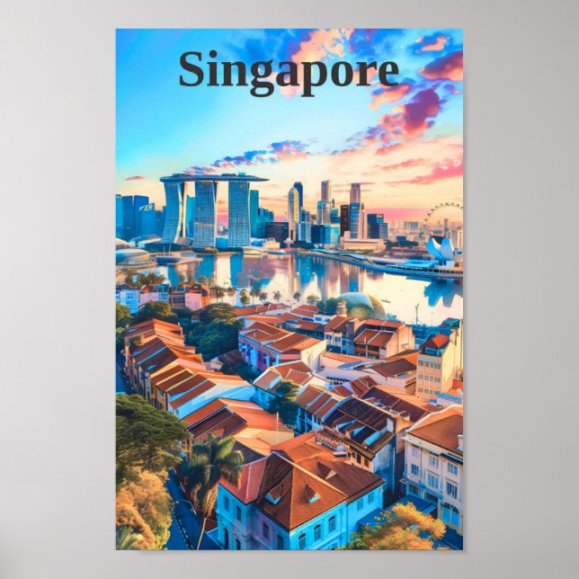 Singapur Art Vintage Travel Poster (Vorne)