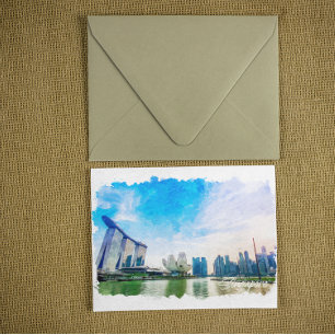 Singapur Asia Panorama View Postkarte