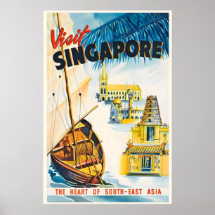 Singapur Asien Welt Reise Vintage Reiseplakat Poster
