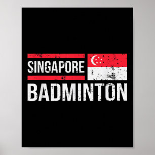 Singapur Badminton Flagge Schläger Sport Federball Poster