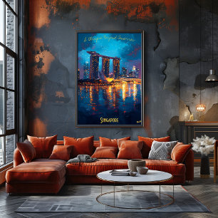 Singapur bei Dämmerung - Eine atemberaubende Stadt Poster
