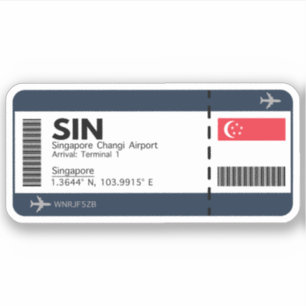 Singapur Boarding Pass - Airport Ticket Aufkleber
