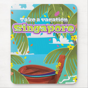 Singapur Cartoon-Reiseplakat Kunst. Mousepad