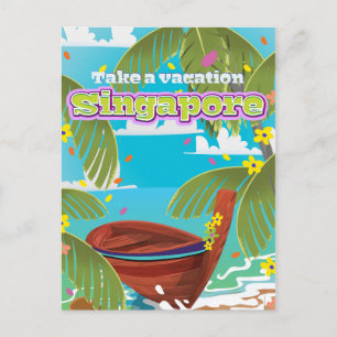 Singapur Cartoon-Reiseplakat Kunst. Postkarte