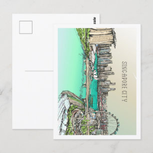 Singapur City Famous Travel Place Illustration Postkarte