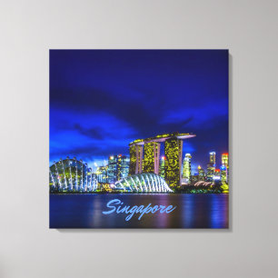 Singapur City Skyline bei Nacht Leinwanddruck