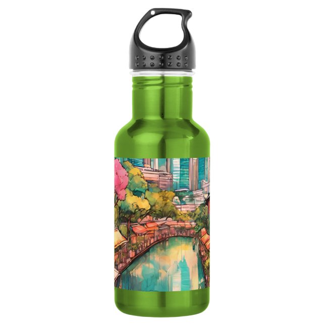 Singapur City View farbenfroh Edelstahlflasche (Vorderseite)