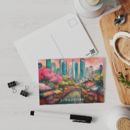 Singapur City View farbenfroh Feiertagspostkarte