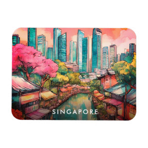 Singapur City View farbenfroh Magnet