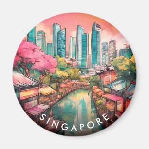 Singapur City View farbenfroh Magnet
