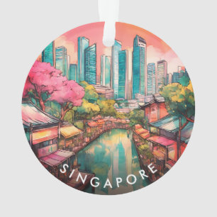 Singapur City View farbenfroh Ornament