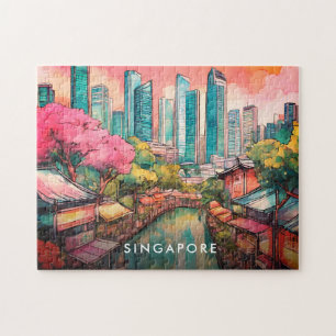 Singapur City View farbenfroh Puzzle