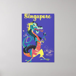Singapur-Drache Vintage-Reiseposter Leinwanddruck