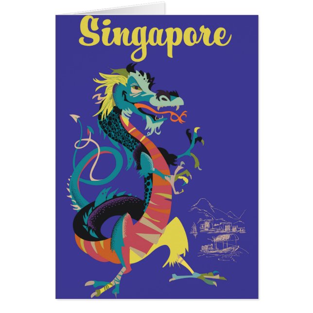 Singapur Dragon Vintage Reiseplakat (Vorne)