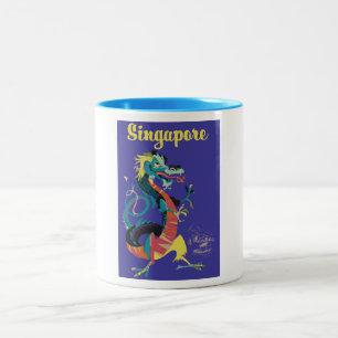 Singapur Dragon Vintage Reiseplakat Zweifarbige Tasse
