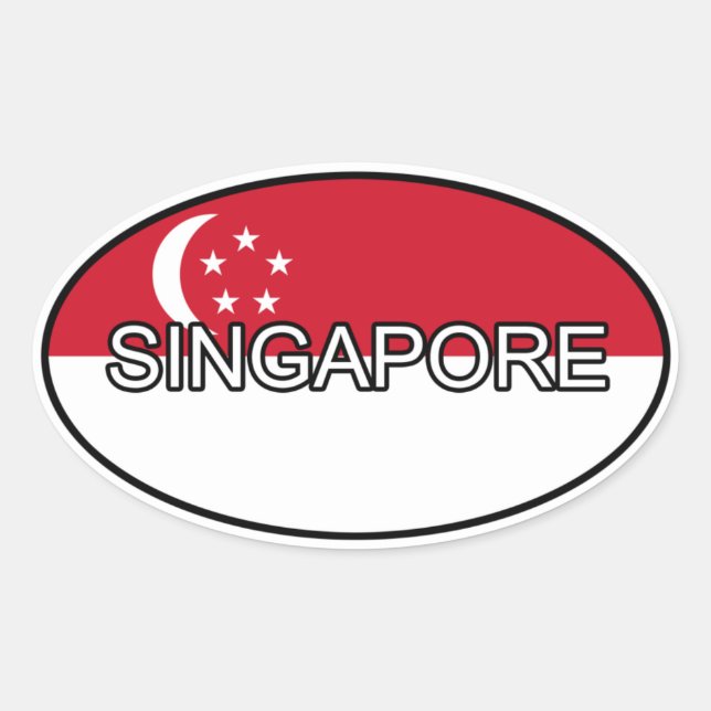 Singapur-Euro-Aufkleber Ovaler Aufkleber (Vorderseite)