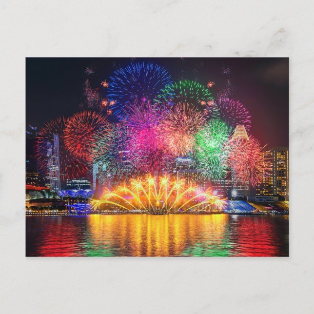 Singapur Fireworks Postkarte (Vorderseite)