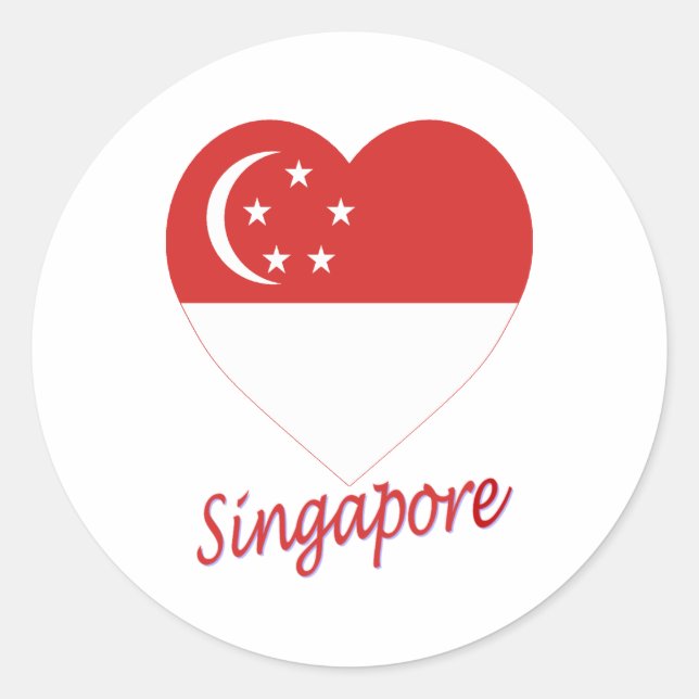 Singapur Flag Heart Runder Aufkleber (Vorderseite)