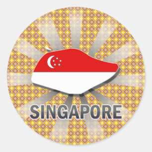 Singapur Flag Map 2.0 Runder Aufkleber