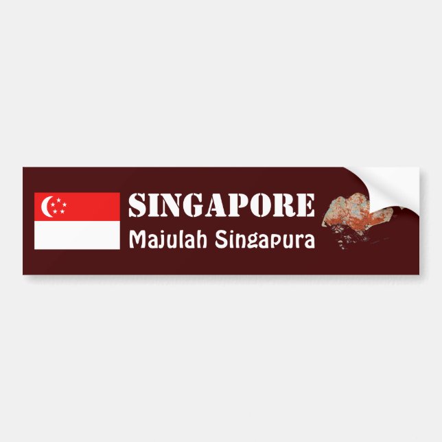 Singapur Flag + Map Autoaufkleber (Vorne)