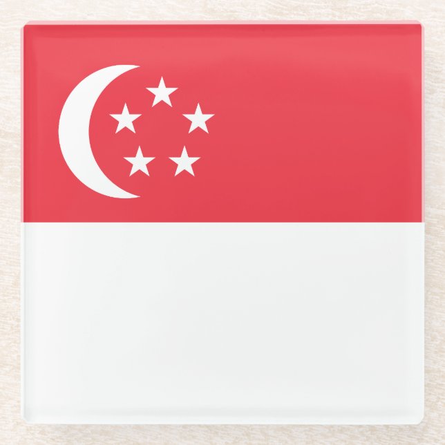 Singapur-Flagge Glasuntersetzer (Vorderseite)