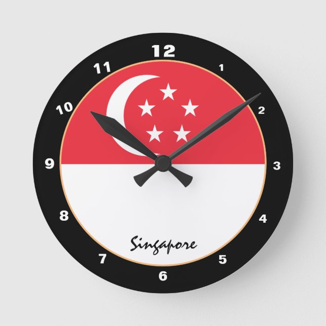 Singapur-Flagge, patriotische Zuhause /design Runde Wanduhr (Vorderseite)