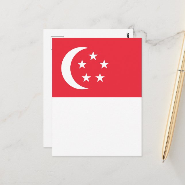 Singapur-Flagge Postkarte (Vorderseite/Rückseite Beispiel)