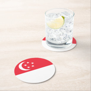 Singapur-Flagge Runder Pappuntersetzer
