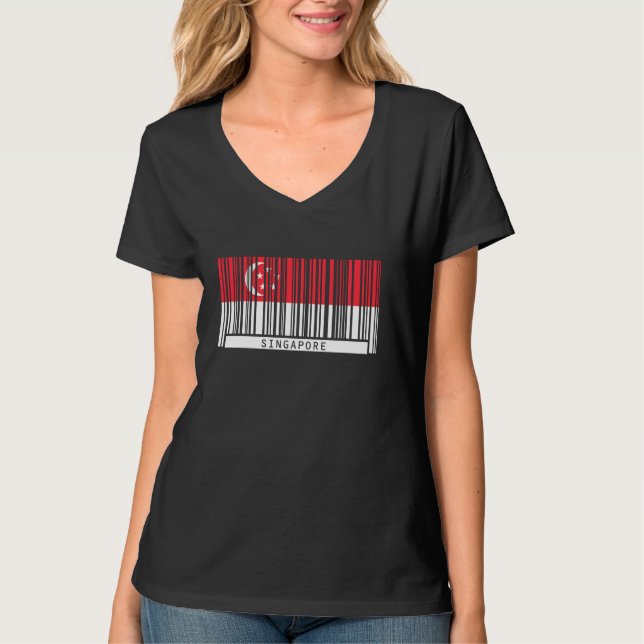 Singapur-Flagge Singapur Heritage Barcode Singap T-Shirt (Vorderseite)