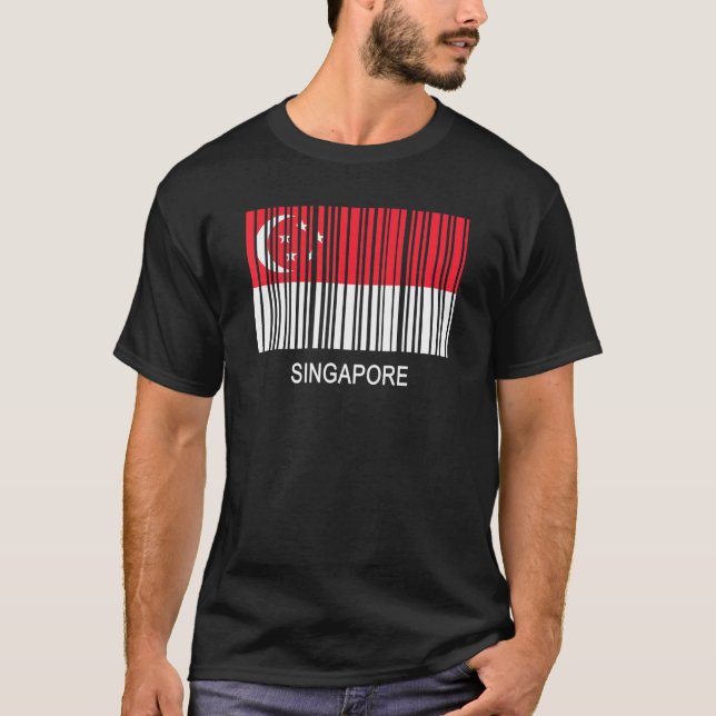 Singapur-Flaggen-Barcode T-Shirt (Vorderseite)