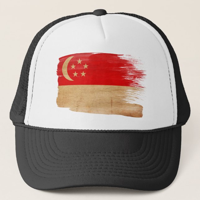 Singapur-Flaggen-Fernlastfahrer-Hut Truckerkappe (Vorderseite)