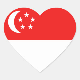 Singapur-Flaggen-Herz-Aufkleber Herz-Aufkleber