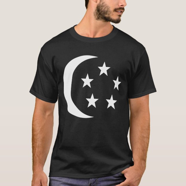 Singapur-Flaggen-Mond-Stern T-Shirt (Vorderseite)