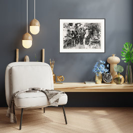 Singapur Flea Market - Pen and Wash Zeichnend Prin Poster