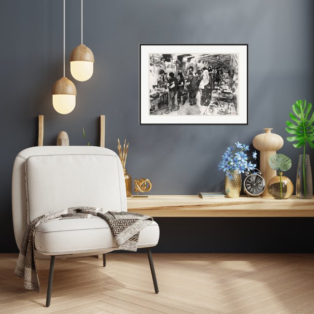 Singapur Flea Market - Pen and Wash Zeichnend Prin Poster (Von Creator hochgeladen)