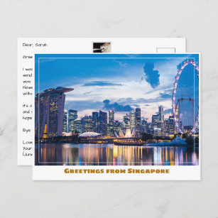 Singapur Flyer & Marina Bay Sands Modern Postkarte