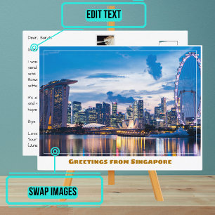 Singapur Flyer & Marina Bay Sands Modern Postkarte