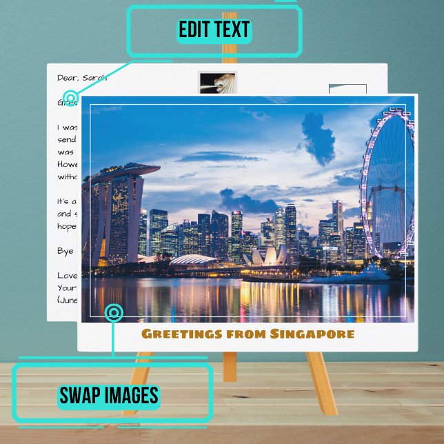 Singapur Flyer & Marina Bay Sands Modern Postkarte (Please enjoy our postcard and see the others in the collection.)