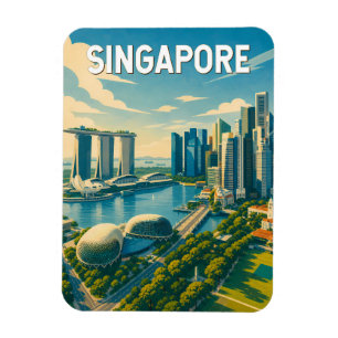 Singapur-Illustration Reise Kunst Vintage Magnet