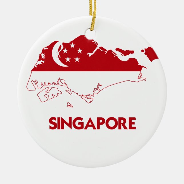 SINGAPUR-KARTE KERAMIKORNAMENT (Vorne)