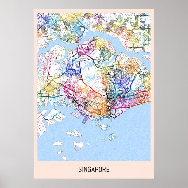 Singapur-Karte Poster (Vorne)