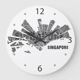Singapur-Karten-Uhr Große Wanduhr